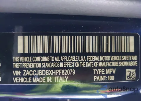 2017 Jeep Renegade Limited 4X4 from USA, damaged, VIN ZACCJBDBXHPF82079